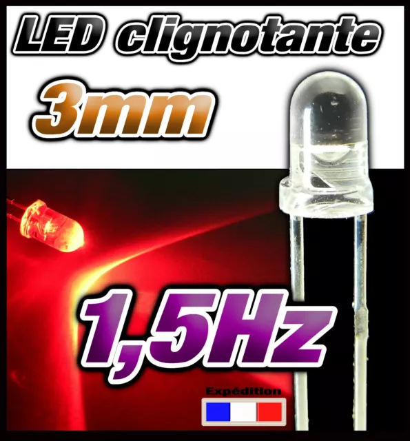 245# LED 3mm rouge clignotante lot de 10