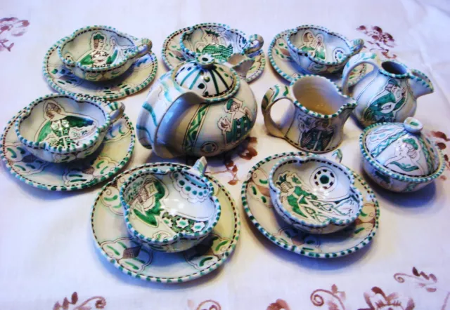 Antique Majolica ILARIO CIAURRO Orvieto Italy Deruta Pottery Art Tea set