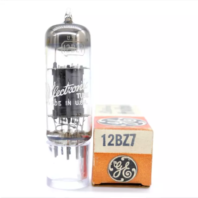 One GE by RCA 12BZ7 Tube NOS NIB Grey Plates O Getter GM[%]: 118/131 AMPLITREX