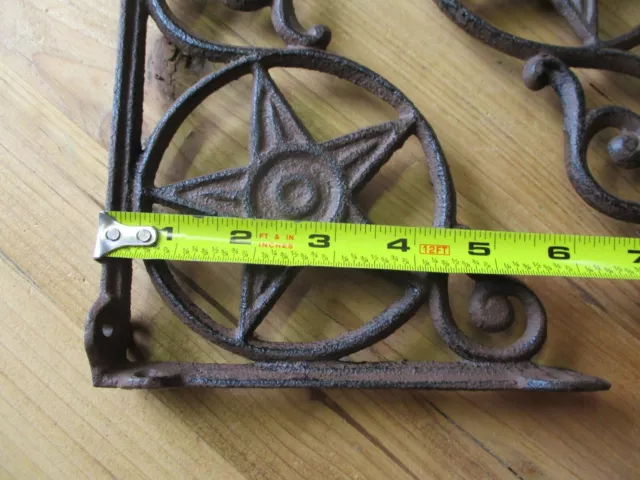 8 Cast Iron Star Brackets Garden Braces Shelf Bracket RUSTIC Corbels Mantle 3