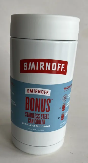 Smirnoff Koozie Can Cooler Beer Vodka Stainless Steel 473 Ml Alcohol Coozie New