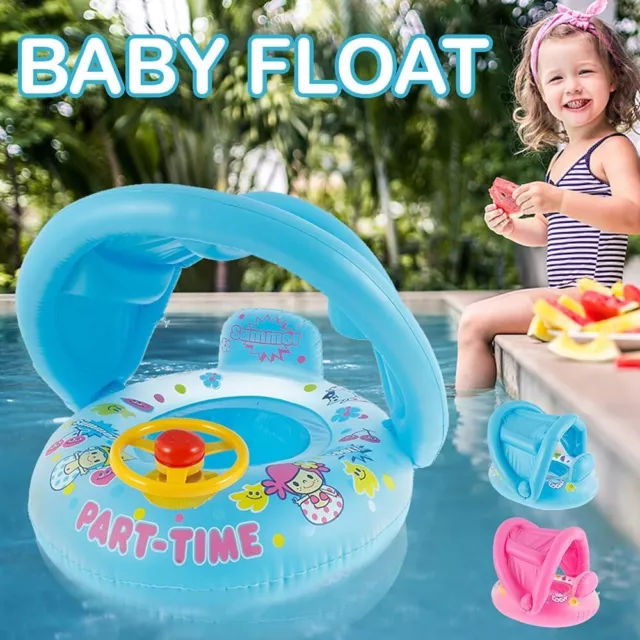 Baby Schwimmring mit Abnehmbar Sonnendach Kinder Schwimmflosse Baby Schwimmhilfe