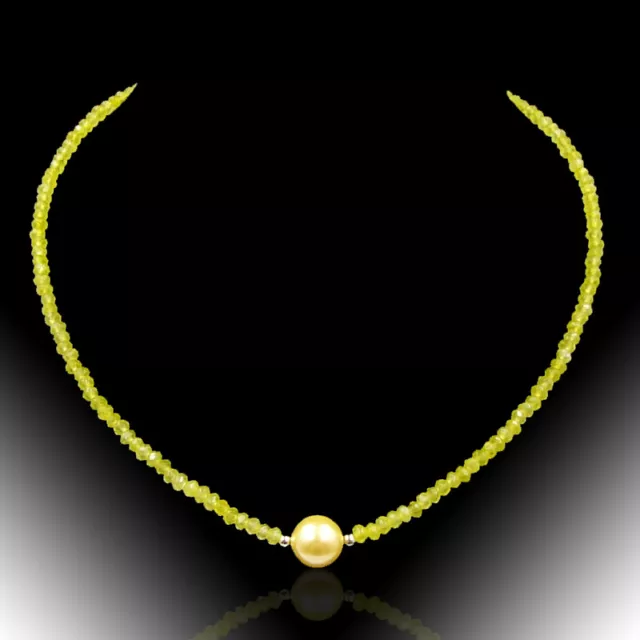 BAILYSBEADS behandelt gelb Saphir Halskette Collier mit Muschelkernperle