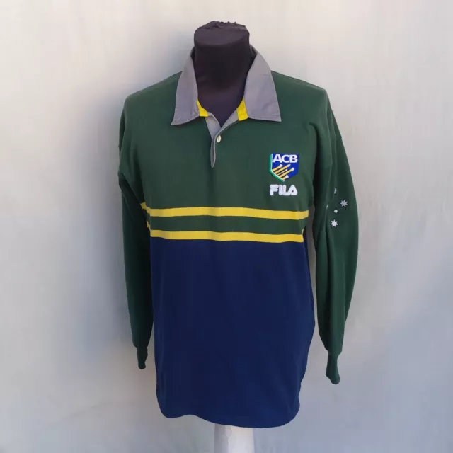 Vintage 90s Fila Australia ACB Cricket Jersey Long Sleeve Shirt Size Mens S Top