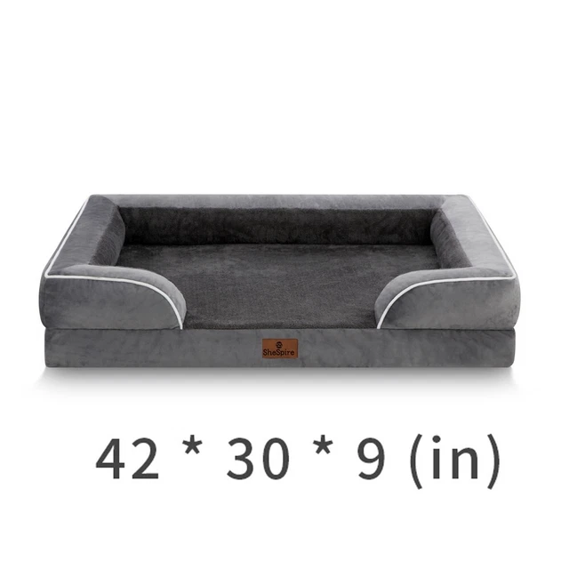 Dark Gray Orthopedic XL Dog Bed 3+1/2Side Memory Foam Bolster Pet Sofa withCover