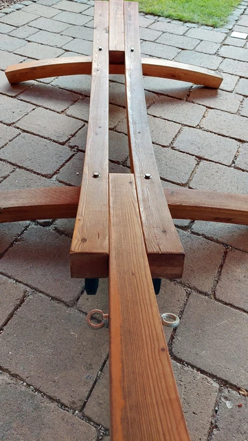 Hängematte mit Holz Gestell 4 Räder Liege Gartenliege 7