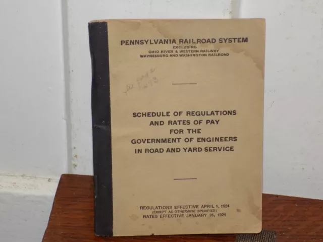 Vintage 1924 PA Railroad System Regulations and Rates of Pay Book