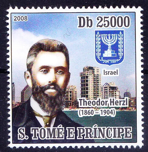 Sao Tome 2008 MNH, Theodor Herzl, Father of modern political Zionism Writer