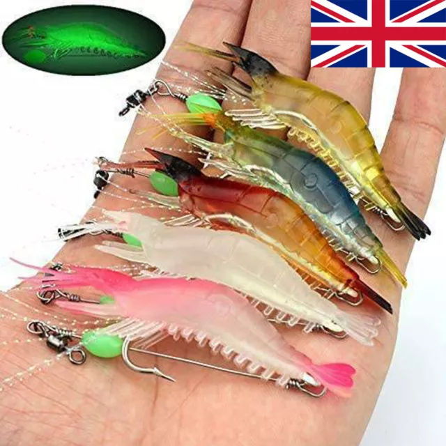 6x Shrimp Fishing Lures Soft Bait Luminous Shrimp Fishing Lures Artificial Baits