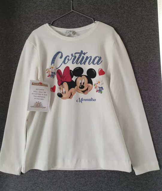 Monnalisa Disney Topolino Minnie tenda a maniche lunghe 10 140 nuova con etichette