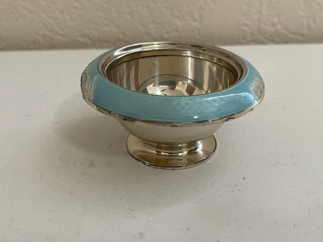 Antico Foster & Bailey Argento Sterling & Blu Guilloche Smalto Master Sale