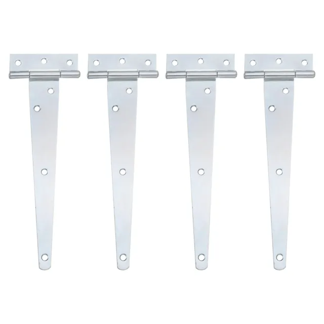 4Pcs T-Strap Door Hinges, 9" Wrought Tee Shed Gate Hinges Iron (White Zinc)