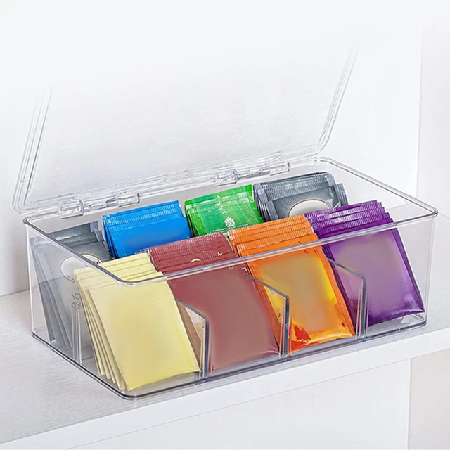 Boîte Rangement Acrylique Gifthub - Pour Sachets Thé/café - Transparente - Multi-compartiments