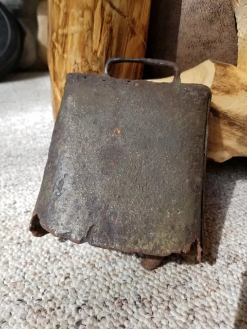 Antique Cowbell Cow Bell Heavy Rustic 7" X 6" Primitive Metal Rustic Farm Decor