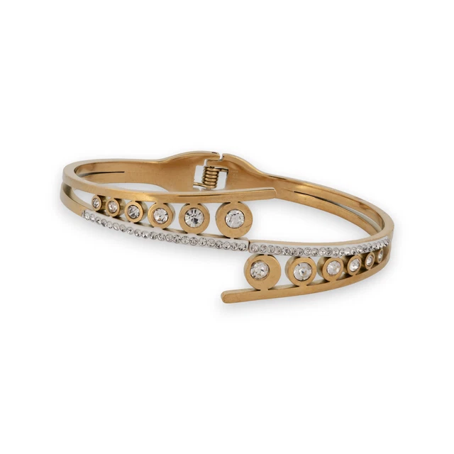 Bracelet Jonc VICTORIA Doré Avec Strass - Occasion, Bon état, Style Glamour