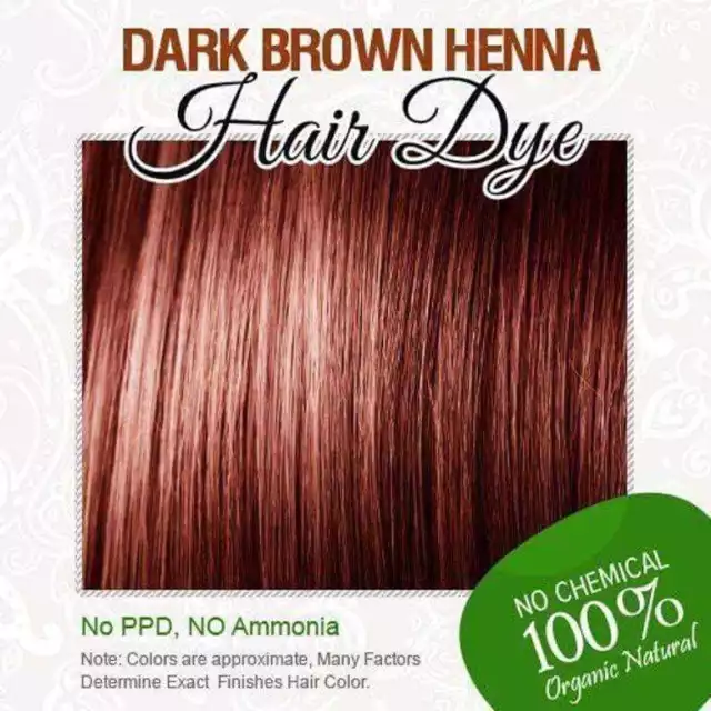 Tinte para el cabello con henna marrón oscuro: henna 100 % orgánica y sin...