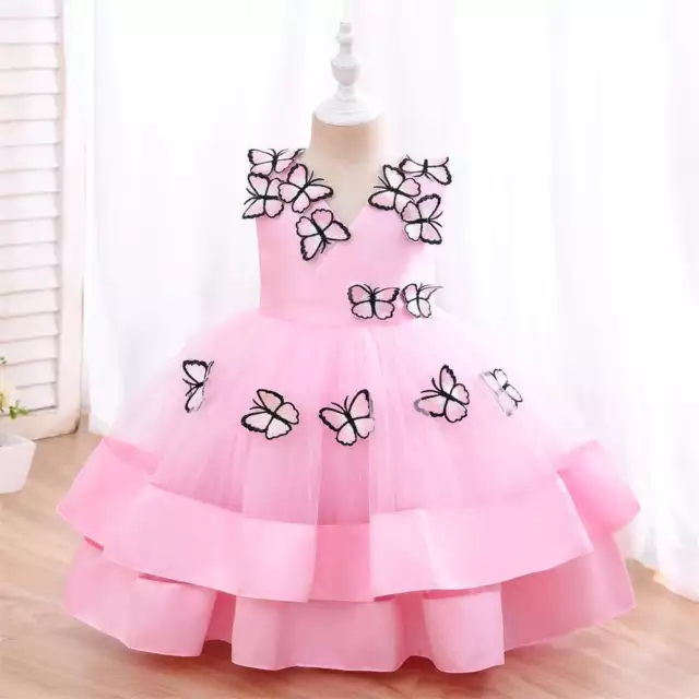 3D Embroidery Butterfly Kids Party Dress , Cinderella Dress, Butterfly Dress ...