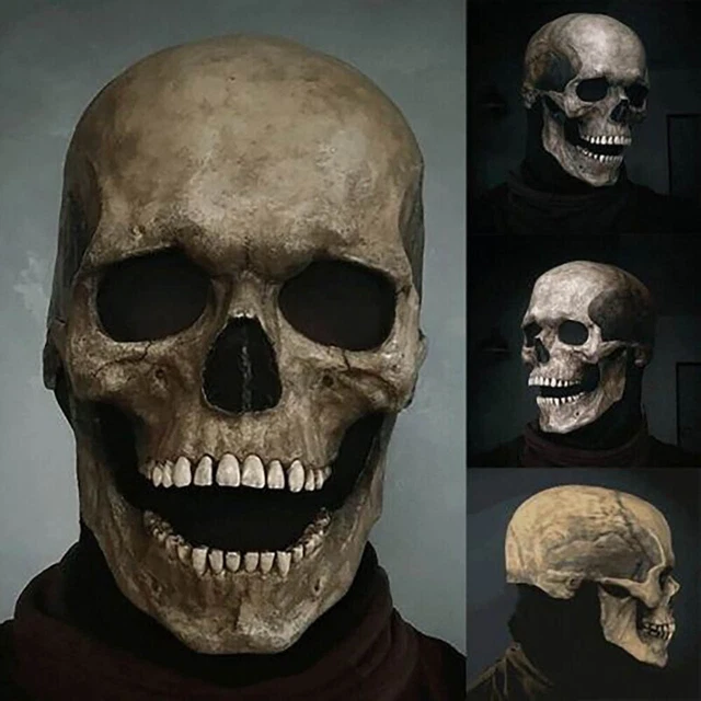 Halloween Skull Mask Full Head Helmet With Movable Jaw Horror Party Pro Scary US