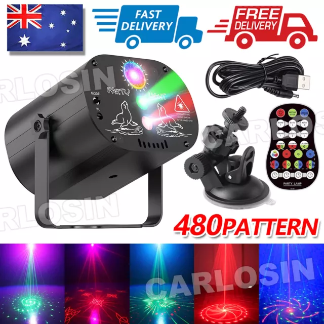 480 Patterns Laser Projector Stage Light LED RGB Party KTV Club Disco Lights NEW