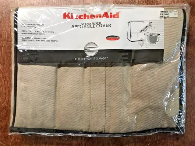 NIP KitchenAid Stand Mixer Appliance Cover Khaki Cotton Canvas Has Front Pocket