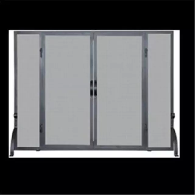 Uniflame S-1046 SINGLE PANEL BLACK WROUGHT IRON SCREEN WITH DOORS- LARGE