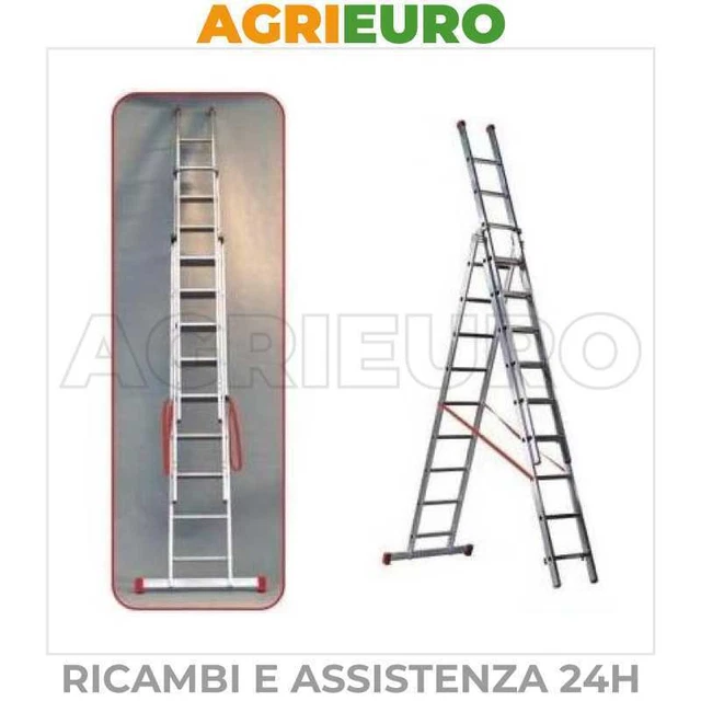 scala alluminio telescopica Facal Genia 3 rampe 12 gradini mt 8,9 - allungabile