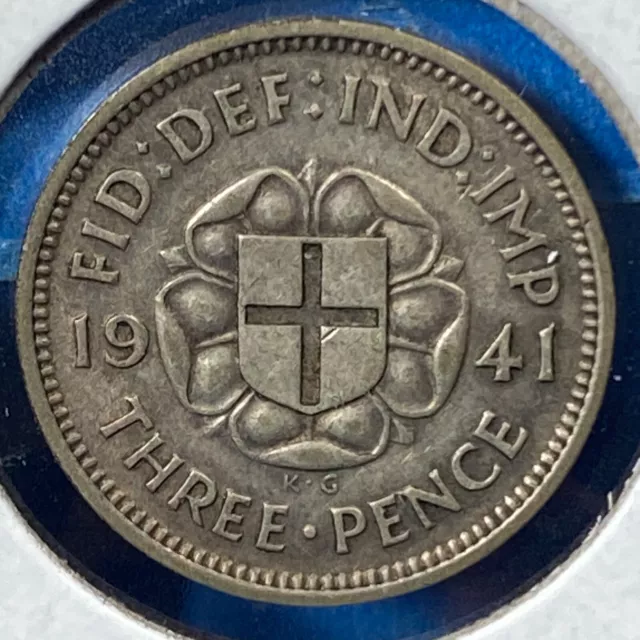1941 Great Britain 3 Pence, George VI, KM# 848, SILVER ASW: 0.0227oz (70075)