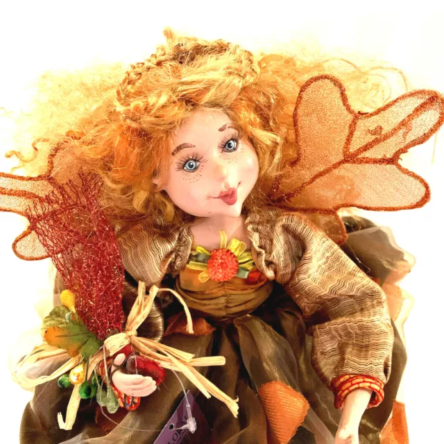 Princess Fairy Doll Porcelain White Wicker Chair Red Haired Autumn Tones