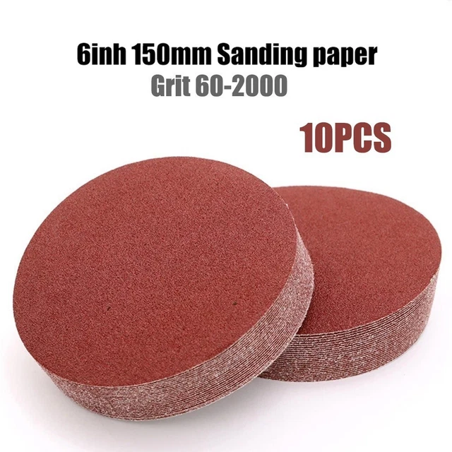 10pcs6 Pouce 150MM Flocage Disques Gravier 60-2000 Polissage Patin Hook Boucle