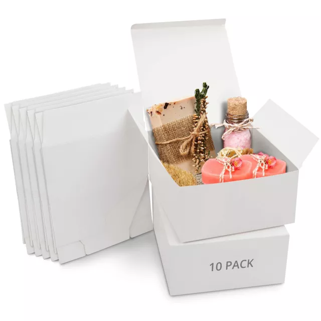 Belle Vous 10 Stk Geschenkboxen Kraftpapier Weiß – Karton Schachteln 20x 20x