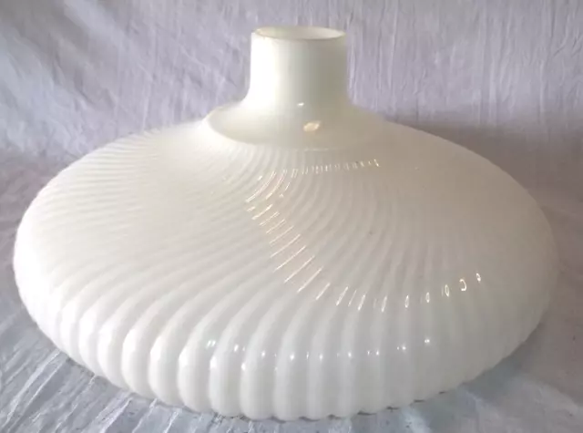 Antique Torchiere Floor Lamp Shade White Swirl Milk Glass 16" Wide