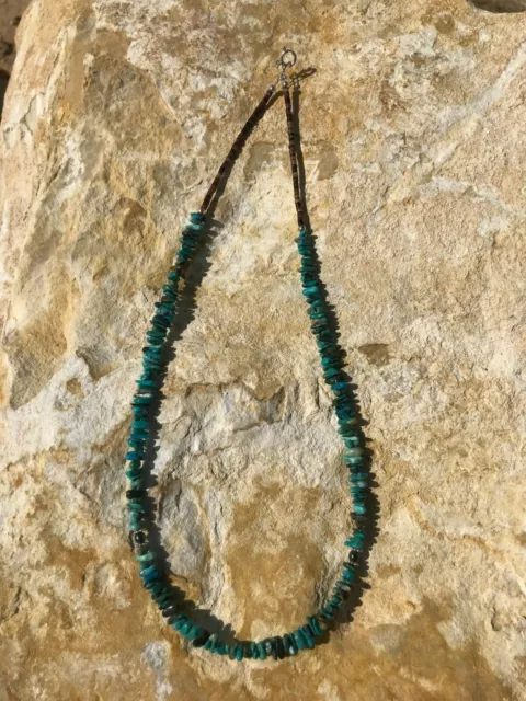 Native American Navajo Hand Strung Turquoise Bead Necklace by Charlene Little