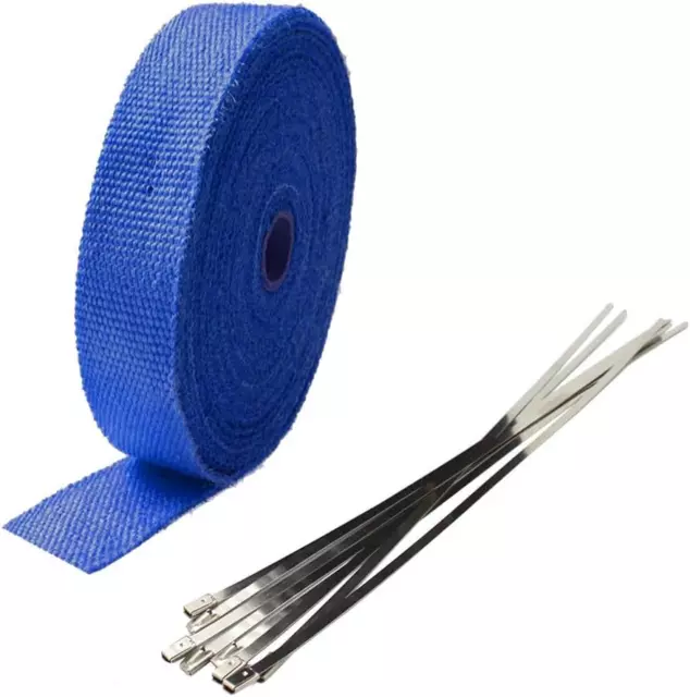 2.5CM X 5M Nastro Termico Isolante Blu Benda Termica Scarico Fibra Vetro Tubo Ca 2