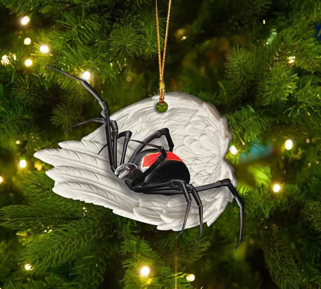 Spider Sleeping Angel Car Ornament, Spider Angel Wings Christmas Ornament Gift