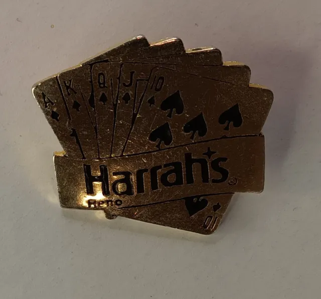 Harrah's Casino Reno NV Defunct Casino Claspback Pin - Playing Cards Royal Flush