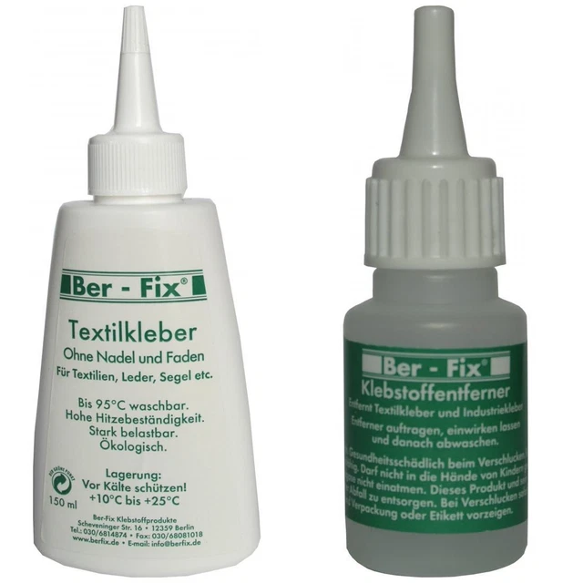 12,94 Euro pro 100g Ber-Fix Textilkleber 150 ml + Klebstoffentferner 20 ml
