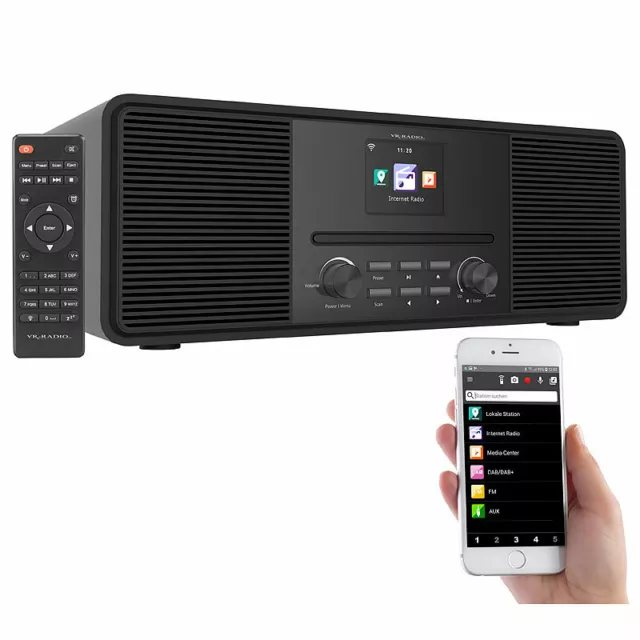 VR-Radio Stereo-Internetradio mit CD-Player, DAB+/FM & Bluetooth, 40 W, schwarz