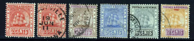 BRITISH GUIANA 1907-10 New Colours Wmk Mult Crown CA Set SG 253 to SG 257 VFU