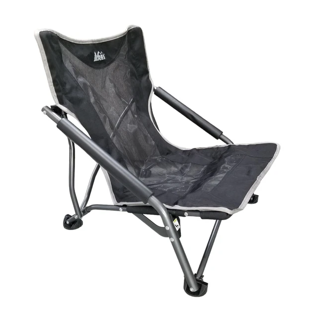 REI COOP CAMP Stowaway Low Chair Black Heavy Duty with Carry Bag 49.