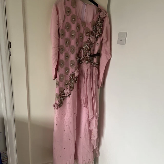 chinese dress ladies Peach Georgette Long Maxi Dress  Indian Rani