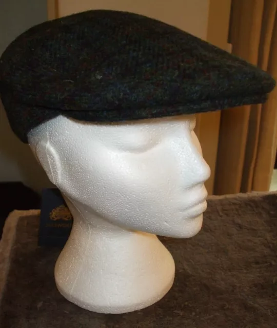 Gorra plana de tweed Failsworth Harris para hombre verde oscuro a cuadros talla 7 1/4" (59 cm)