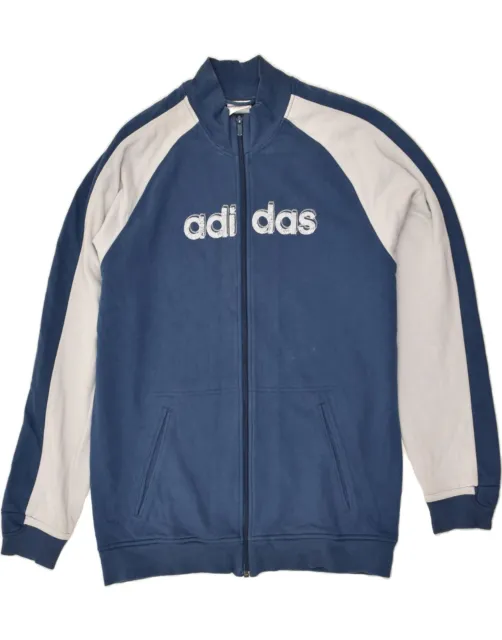 ADIDAS Mens Graphic Tracksuit Top Jacket Large Navy Blue Colourblock BK06