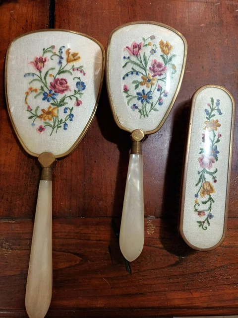 Set da toilette vintage anni 50/60 specchio e spazzole