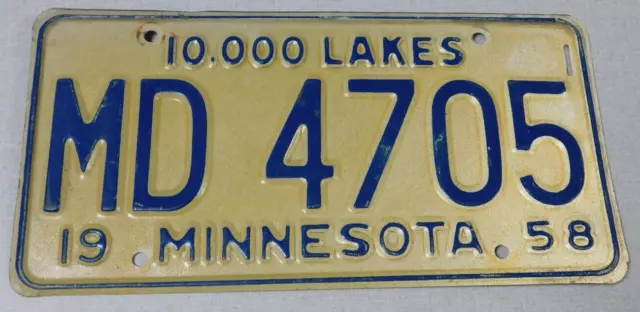 1958 Minnesota passenger car license plate