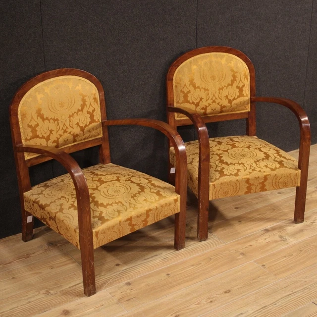 Pair of armchairs Art Deco style two chairs furniture vintage 20th century 900