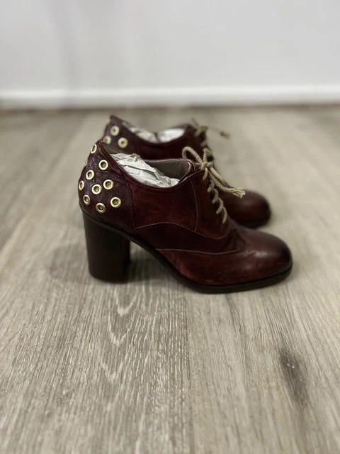 GAH OPULENCE: EMPORIO ITALIA I SIZE 37 I Burgundy Leather High Heel Shoes