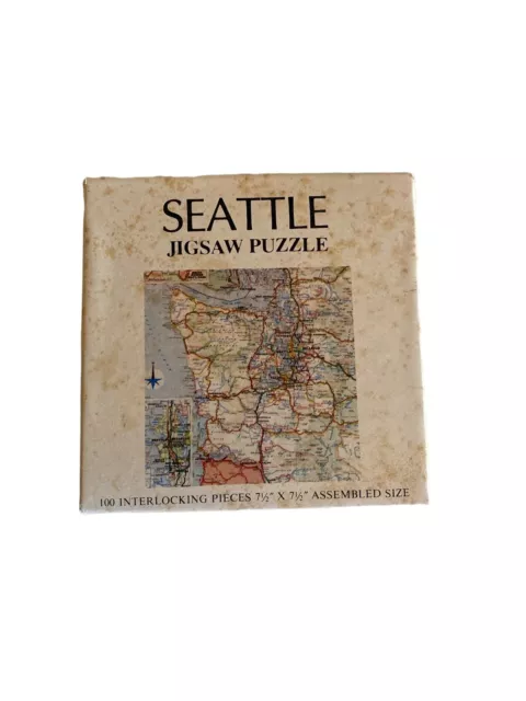 Vintage 1979 Seattle Map Jigsaw Puzzle Washington State 100 Piece