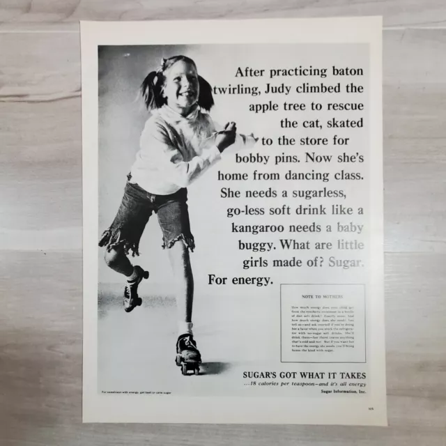 1964 Ephemera Print Ad Sugar Energy Note to Mothers Roller Art Advertisement