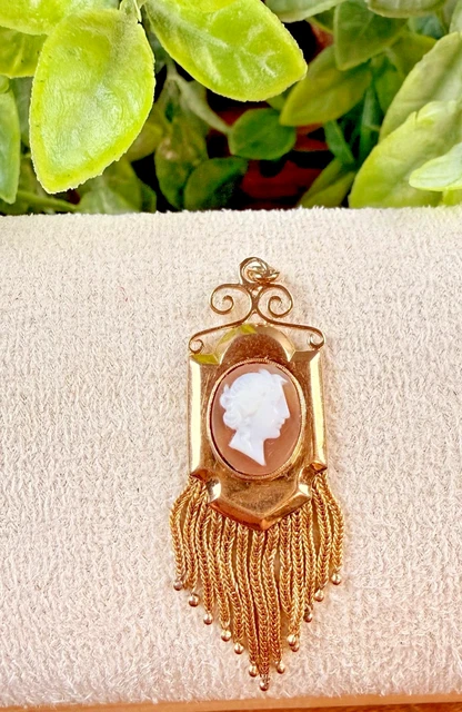 Pendentif Ancien Camée En Or 18K - Poinçon Tête D'aigle - Occasion Avec écrin