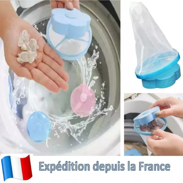 Filtre Attrape Poils Anti Peluches Boule Flottante Machine à Laver